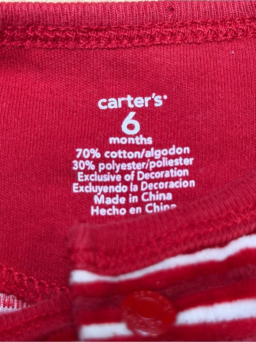Carter’s Baby 6M Red Stripe Baby’s 1st Christmas Penguin Footed Sleeper Pajamas